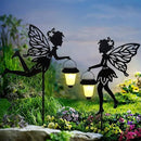 Solar Fairy Garden Stake Decorative Lantern, 2 Pack Metal Fairy Angel Garden Silhouette Lights for Lawn, Pathway, Patio, Yard Outdoor Decor by GreenHaven Gardens