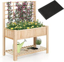 Giantex Raised Garden Bed with Trellis, Wooden Elevated Planter Box with Legs, Drainage Holes for Climbing Plants Vines Vegetables Flowers Herbs, Outdoor Horticulture Planter for Patio Yard by GreenHaven Gardens