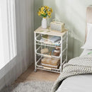 4-Layer Fruit Basket Kitchen Food Organizer and Rack, Stackable Storage Cart with Desktop, Pull-Out Hollow Metal Basket, Sliding Out Storage (Black 4-Layer Rack) by CozyNest Decor