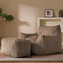 Oversized Bean Bag Chaise Lounge Chair Indoor for Adults with Armrests & Ottoman - Giant Comfy Khaki Beanbag Floor Sofa Cloud Accent Chair for Reading, Gaming, Cozy Plush Cloud Mini Couch by CozyNest Decor