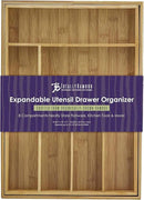 Totally Bamboo Kitchen Drawer Organizer, Expandable Silverware Organizer and Utensil Holder, 8 Compartments with Dividers by CozyNest Decor