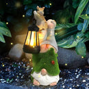 Garden Gnome with Squirrel Outdoor Statue,Flocked Gnome Statue Holding Lantern with Solar Lights,Outdoor Gnomes Decorations for Yard Patio Lawn Porch,Gifts for Mom by GreenHaven Gardens