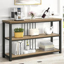 FOLUBAN Modern Sofa Table for Entryway, 3 Tier Narrow Console Table for Living Room Hallway Behind Couch, Rustic Oak by CozyNest Decor
