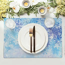 Blue Snowflake Winter Placemats Set of 4 Xmas Snow Place Mat Merry Christmas Linen Fabric Table Mats Washable Heat Resistant Placemat for Farmhouse Kitchen Dining Party Decoration by CozyNest Decor