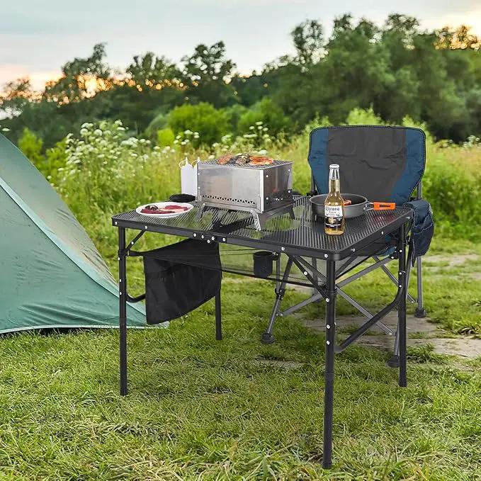 REDCAMP 36x24 Folding Grill Table for Outside, Lightweight Portable Metal Aluminum Outdoor Grill Table with Adjustable Height Legs, Great for Camping Picnic Cooking BBQ, Black 3ft, photo 2 of 9