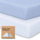 KeaBabies 2-Pack Organic Crib Sheets for Boys, Girls - 52x28 Fitted Crib Mattress Sheet Neutral, Breathable Jersey Cotton Cover for Baby Bed, Toddler Mattress, Soft & Cute Prints (Blue Flax) by TinyTreasures Baby Boutique