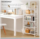 4NM 5 Tiers No Assembly Book Shelves, 51.2" H Folding Bookshelf Bookcase Open Industrial Foldable Shelves for Bedroom, Living Room, Home Office - All White by CozyNest Decor
