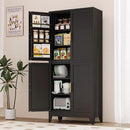 74.8" Tall Metal Food Cabinet, Black Kitchen Pantry Cabinet, Storage Cabinets with 4 Door and 4 Adjustable Shelves, Steel Freestanding Cupboard for Kitchen Dining Room Living Room Bathroom by CozyNest Decor