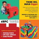 Big Blocks for Kids Ages 4-8 — Indoor & Outdoor Blocks Kids Games — Red Large Building Blocks - 48 pc by TinyTreasures Baby Boutique