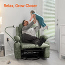 Rocking Chair Nursery with Adjustable Armrests, Electric Glider Recliner Nursing Chair for Breastfeeding, Power Swivel Recliner Chairs with USB Port and Storage, FSC Certified (Moss, Fabric) by TinyTreasures Baby Boutique