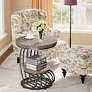 Tribesigns Round End Table: 2 Tiers Wood Side Table Set of 2 with Storage Shelf, Rustic Gray Bedside Nightstand, Accent Table for Living Room, Bedroom by CozyNest Decor