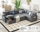 VanAcc Pull Out Sofa, 112 Inch Oversized U Shape Sleeper Sofa Couch with Storage Chaise & 3 Seater, Comfy Couch with Pull Out Bed for Living Room, Grey Linen by CozyNest Decor