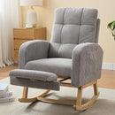 NIOIIKIT Nursery Rocking Chair, Corduroy Upholstered Rocking Chair with Adjustable Footrest, Tufted Rocker Chair with Side Pocket, Glider Rocker for Living Room, Bedroom (Gray Retro) by TinyTreasures Baby Boutique