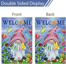 Welcome Spring Gnome Garden Flag 12x18 Double Sided Burlap Butterfly Floral Garden Yard Flags for Spring Summer Rustic Seasonal Outside Outdoor House Decoration (ONLY FLAG) by CozyNest Decor