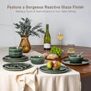 GBHOME Ceramic Dinnerware Sets for 6, 18 Pieces Stoneware Plates and Bowls Sets, Reactive Glaze Dishes -Scratch Resistant, Dishwasher&Microwave Safe, Earth Green by CozyNest Decor