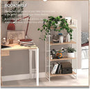 4NM No Assembly 4 Tiers Folding Bookshelf, 47.2" H Foldable Storage Shelves Vintage Bookcase Standing Racks Study Organizer Home Office - Natural White by CozyNest Decor