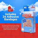 BioSwiss Bandages, American Flag Shaped Self Adhesive Bandage, Latex Free Wound Care, Fun First Aid Kit Supplies for Kids and Adults, 24 Count by TinyTreasures Baby Boutique