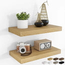 RICHFOCUS 16Inch Floating Shelves for Wall 2 Pack Shelves for Bedroom|Kitchen|Bathroom Wall Mounted Rustic Wood Floating Shelf with Invisible Brackets for Books|Storage|Decor, Oak by CozyNest Decor