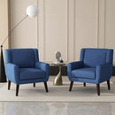 UIXE Accent Chairs Set of 2, Fabric Upholstered Armchair for Living Room, Comfy Arm Chair Single Sofa Bedroom Side Reading Seat - Flax Blue by CozyNest Decor