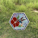 Bieye MSS003 Tiffany Style Stained Glass Mosaic Decorative Stepping Stone for Garden Decor (13" Hexagonal, Hummingbird) by CozyNest Decor