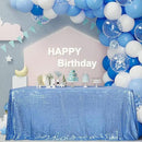 SquarePie Sequin Tablecloth 90 x 156 Inch Baby Blue Sparkly Table Linen for Wedding Party by CozyNest Decor
