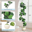 GarveeHome Fiddle Leaf Fig Artificial Tree with White Planter,7ft Faux Plants Indoor with Moss, Fake Rubber Tall Fake Floor Plant in Pot - Artificial Trees for Home Office Living Room Decor by CozyNest Decor