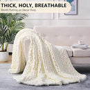 L'AGRATY Chunky Knit Blanket Throw: Soft Chenille Yarn Throw Blanket 60x80 - Handmade Thick Cable Crochet Blanket - Large Chunky Rope Throw Blanket for Couch Sofa Bed Home Decor(Cream White) by CozyNest Decor