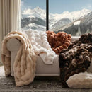 EVERGRACE Ultra Soft Luxury Fluffy Ridgeline Faux Rabbit Fur Throw Blanket, Thick Warm Bubble Throw for Bed, Cozy Plush Reversible Blankets for Couch, Chair, Sofa, Cream, 80x90 Inches, 870 GSM by CozyNest Decor