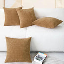 CaliTime Throw Pillow Covers Decorative 18 X 18 Inches Pack of 4 Cozy Chenille Cushion Cases for Couch Sofa Bed Living Room Home Apricot Brown by CozyNest Decor