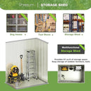 Greesum Outdoor Storage Shed 5 x 3 ft. Utility Tool Shed Metal Storage Garden Shed with Door & Lock for Patio Storage, Brown by GreenHaven Gardens
