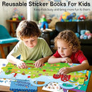 Reusable Sticker Books for Toddlers 1-3, 3 Sets Sticker Books for Toddlers 2-4 Years, Toddler Travel Toys for Kids 2 3 4 Year Old Girls Boys by TinyTreasures Baby Boutique