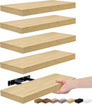 Sorbus Floating Shelves for Wall, Bathroom Shelves Wall Mounted for Kitchen, Bedroom, Living Room, Bathroom Storage, Over Toilet, Hanging Book Shelf for Ｗall Home Decor (Maple Wood, 5 Pack) by CozyNest Decor