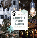 Hometown Evolution, Inc. 100 Foot E26 LED Outdoor Commercial String Lights with 50 Suspended Sockets and S14 LED Filament 1 Watt Bulbs by CozyNest Decor