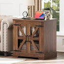 Farmhouse Side Table - 24" Large Night Stand Set 2, Wood Nightstand with Charging Station, Bedside Table with Adjustable Shelf, End Tables Living Room, Rustic Bed Side Tables Bedroom, Walnut by CozyNest Decor