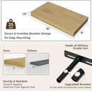 RICHFOCUS 16Inch Floating Shelves for Wall 2 Pack Shelves for Bedroom|Kitchen|Bathroom Wall Mounted Rustic Wood Floating Shelf with Invisible Brackets for Books|Storage|Decor, Oak by CozyNest Decor