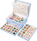 Earrings Jewelry Box for Girls, 5 Layers Jewelry Organizer with Earring Holder Organizer for Girls Earring Organizer Jewelry Boxes for Women Earrings and Necklaces Jewelry Box Organizer Blue by TinyTreasures Baby Boutique