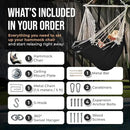 Hanging Hammock Chair Swing – Hanging Chair Outdoor & Indoor - Hammock Swing Chair – Quick & Easy Setup with Hardware Kit – Durable & Spacious Full Body Support – Holds 440 Lbs by GreenHaven Gardens