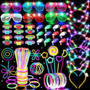 156PCS Glow in The Dark Party Supplies for Kids 8-12, Light Up Glasses Headband Rings Halloween Party Favor Adult, 100 Glow Sticks Bulk Party Pack DIY Necklaces Bracelets Neon Camping Pool Decorations by TinyTreasures Baby Boutique