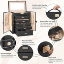 AKOZLIN Large 6-Tier Jewelry Box Lockable Leather Jewelry Storage Case with 5 Drawers for Women Girls Ring Necklace Earring Bracelet Holder Organizer with Mirror by TinyTreasures Baby Boutique