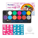 Maydear Face Painting Kit for Kids with 12 Colors Safe and Non-Toxic Large Water Based Face Paint (Matte) by TinyTreasures Baby Boutique