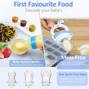 WAJIAYON Baby Fruit Feeder Pacifier- 3 Pack | Infant Food Feeder Pacifier & Baby Food Dispensing Spoon | Mesh Fresh Fruit Teethers for Babies | Shower Gifts for Boys and Girls (Sky Blue) by TinyTreasures Baby Boutique