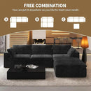 118" L Shaped Modern Sofa Modular Sectional Cloud Couch with Ottoman,Deep Seat Upholstered Couches with Plush Corduroy Fabric for Living Room Furniture,Bedroom and Apartment,No Assembly Required,Black by CozyNest Decor
