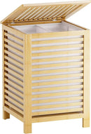 SMIBUY Double Laundry Hamper with Lid, 120L Bamboo Laundry Basket with Removable Liner Bag, 2-Section Clothes Divider Laundry Sorter for Laundry Room, Bathroom, Bedroom (Natural) by CozyNest Decor