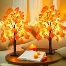 2 Pack 24 Inch Prelit Fall Maple Tree Fall Decor with 48 LED Timer Battery Operated Artificial Fall Light Up Tree Pumpkin Maple Acorn for Fall Thanksgiving Decorations Table Home Indoor Autumn Harvest by CozyNest Decor