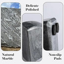 Marble Bookend for Shelves, Non-Skid Bookends for Heavy Books, Heavy Duty Book Stopper for CDs, Luxury Book Shelf Holder, Quarter Circle Design Book Ends Decorative, Monte Grigio, Set of 2