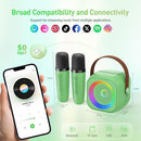 Mini Karaoke Machine：Portable Bluetooth Karaoke Microphone, Singing Speaker with 2 Wireless Mic and Light Kids Adults, Christmas Birthday Gifts for Girls Boys Family Home Party(Green) by TinyTreasures Baby Boutique