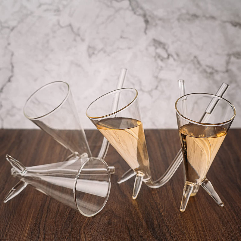 Champagne Shooter - Chug Flutes Guzzler Glasses Unique Gifts for Bachelorette Party Favors & White Elephant Gifts, Drinking Games, Self Standing - Prosecco & More Bong Style, Reusable Acrylic 4pk