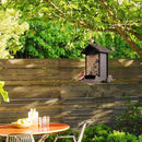 Squirrel Proof Bird Feeder for Outdoor Hanging,Metal Bird Seed Feeder with Bilateral Weight Activated Perches,5LB Large Capacity Wild Bird Feeders for Outside,Easy Refill and Clean,Brown