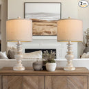 BOBOMOMO 20" Retro Table Lamps Set of 2 - Farmhouse Lamp for Living Room with Linen Shades, Rustic Bedside Nightstand Lamps, Resin Lamps for Bedroom Nursery Room Hallway - Ideal for Compact Spaces by CozyNest Decor