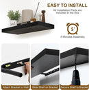 Black Floating Shelves 48 Inch Long, 8 Deep Floating Shelves for Wall, Rustic 48" Long Fireplace Mantel, Large 48 x 8 Wall Shelves for Bedroom, Living Room, Bathroom, Black Deep Shelves Set of 1 by CozyNest Decor